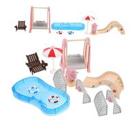 Vaguelly 2 Sets Miniature Dollhouse Swim Set Amusement Park Accessories Complete Playset with Pool and Beach Furniture Fit for Various Dollhouse Styles Materials for Endless Imaginative
