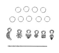 Vaguelly 2 Sets Nail Piercing Charms with Dangling Charm and Piercing Tool Silver Alloy for Personal Use Includes Drill Tool