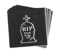 Vaguelly 20pcs Black Disposable Paper Napkins Tombstone Shape High Absorbency Decorative and Practical Table Napkins for Halloween and 30th Birthday Party Supplies