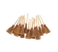 Vaguelly 20pcs Mini Witch Broomsticks with Red Rope Lifelike Straw Dollhouse Accessories for Halloween Party Favors Cosplay Props Miniature Witch Costume Decoration