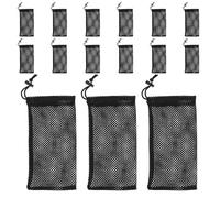 Vaguelly 20pcs Portable Sports Equipment Bag Mesh Laundry Bag Drawstring for Gym Beach Travel Polyester Black