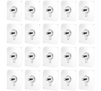 Vaguelly 20pcs Self Adhesive Wall Seamless Hook Acrylic White Walls | Supports 5+ Kg Load, Multi Functional Use, Easy to Use on Hardwood Walls and Decoration