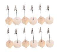 Vaguelly 20pcs Wood Place Card Holders for Weddings and Parties Stable Table Photo and Memo Clips with Cube and Column Bases Secure Seating Organization for Name Tags and Table Numbers