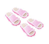 Vaguelly 2Pairs Indoor Mop Slippers Washable Striped Cleaning Shoes for Effortless Floor Dust Removal Comfortable Unisex Design for Home Office and Hotel Use