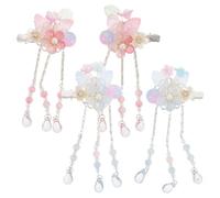 Vaguelly 2pairs Princess Hair Accessories Girls Flower Barrettes Tassel Chinese Style Hair Clips for Hanfu Cosplay Festivals