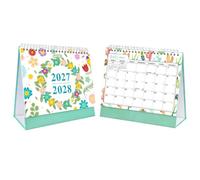 Vaguelly 2pcs -2028.6 Desktop Desk Calendar with Botanical Flower Illustrations and Cactus Design, Paper Monthly Planner for Study Desk and Home, Smooth Writing Experience and Ink Bleed