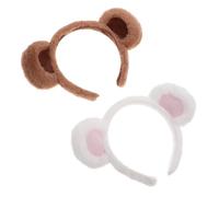 Vaguelly 2pcs Bear Ear Headbands for Women, Cute Plush Animal Ears Hairbands with Adjustable Iron Frame, Comfortable Fabric Material, for Parties and Makeup Application
