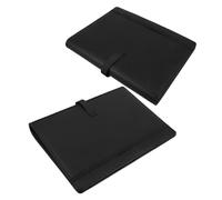 Vaguelly 2pcs Black Pu Leather Music Performance Folder for Choir Singers and Conductors, 3-Ring Binder with Adjustable Hand Strap, Pockets, and Card Holder for Efficient Storage and Secure