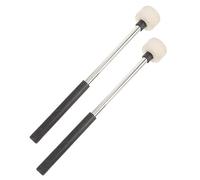 Vaguelly 2pcs Black Stainless Steel Drum Mallets with Felt Heads for Comfortable Use and Beautiful Drum Sounds, Suitable for Professionals and Beginners in Stage Performances