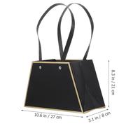 Vaguelly 2pcs Black Trapezoidal Flower Bouquet Packaging Bags with Drawstring, Stylish Paper and Pvc Pouches for Packing Flowers and Fruits, for Florist Use and Special Occasions