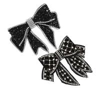 Vaguelly 2pcs Black Velvet Bow Hairpin for Women Big Hair Bow Clip Rhinestone Bowknot Hairpin