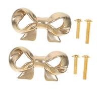 Vaguelly 2pcs Bow Dresser Knobs Solid Brass Vintage Drawer Pulls Decorative Cabinet Handles for Kitchen Cupboards and Furniture Accessories