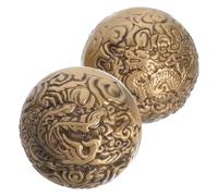 Vaguelly 2pcs Brass Hand Exercise Balls for Grip Strength and Relaxation, Vintage Round Solid Brass Hand Fitness Balls for Office and Home Use, 500g Each