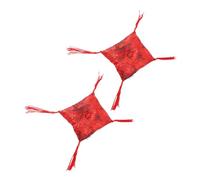 Vaguelly 2pcs Buddhist Sound Bowl Mat Red Tibetan Singing Bowl Cushion for Meditation Decor Buddha Hall Use Random Style