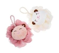 Vaguelly 2pcs Cartoon Bath Sponge for Adults Loofah Body Scrubber with Rich Bubbles Lightweight Exfoliating Bath Ball for Relaxing Bathroom Use Pink and Beige