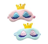 Vaguelly 2pcs Cartoon Cotton Sleep Eye Mask Crown Pattern, Ice Bag Included, Soft Comfortable Blindfold for Home and Travel, Pink and Blue Eye Patches for Sleeping
