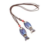 Vaguelly 2pcs Ceramic Fish Whistles with Smooth Rounded Surface and Portable Design, Cute Handmade Porcelain Noisemakers with Lanyard Pendant for Preschool Activities and Group Events