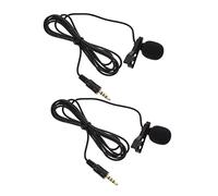 Vaguelly 2pcs Clip-on Lavalier Microphone Black Mini Mic for Smartphone Laptop and Live Streaming Omnidirectional Noise-canceling Hand-free Mic