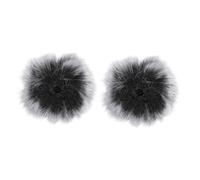 Vaguelly 2pcs Clip-on Microphone Plush Windproof Covers for Noise Reduction, Gray Black Mic Protectors Suitable for Recording and Broadcasting