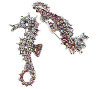 Vaguelly 2pcs Crystal Brooch Seahorse Pins with Colorful Rhinestones, Alloy Material, Unique Shiny Design, Women Brooch Pins for Dresses, Hats, Backpacks at Weddings or Parties