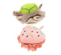 Vaguelly 2PCS Cute Bath Sponge Loofah Turtle Strawberry Shapes for Adults Soft Mesh Exfoliating Body Scrubber Portable Shower Puff with Rich for Gentle Skin Cleansing