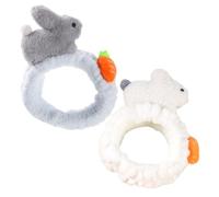 Vaguelly 2pcs Cute Rabbit Spa Headbands for Women Premium Flannel Face Wash Hairbands Adorable Bunny Ears Design Comfortable Elastic for Skincare Makeup and Shower Use