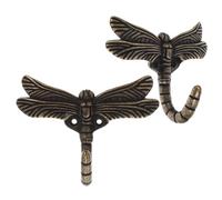 Vaguelly 2pcs Decorative Dragonfly Zinc Alloy Wall Hooks Robust Butterfly Key Holders for Bathroom Kitchen Versatile Coat and Towel Hangers Space-Saving Vintage Style for Home Organization