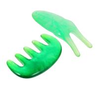Vaguelly 2pcs Deep Green Multifunctional Massage Comb and Y-Shaped Scraping Fork Set for Scalp and Eye Skin Guasha Therapy, 5-Tooth Design Scraping Care Tool for Relaxation and Acupoint