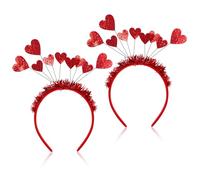 Vaguelly 2Pcs Delicate Loving Heart Hairbands Valentine's Day Party Hair Hoops for Weddings and Festive Celebrations Bright Colors for Photo Moments and Compliments