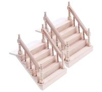 Vaguelly 2pcs Dollhouse Decor Realistic Mini Furniture Accessory for DIY Tiny House Interior Elegant Staircase Prop for Miniature Doll Homes