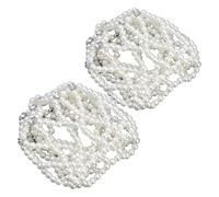Vaguelly 2pcs Elastic Pearl Rhinestone Crochet Bun Cover for Dance Sparkly Mesh Hair Nets for Ballet Dancers Party Festival White Elastic Hair Bun Snoods with Breathable Fit