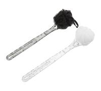 Vaguelly 2pcs Ergonomic Long Handle Back Scrubber Dual-Side Exfoliating Bath Brushes with Loofah for Gentle Skin Care Stain-Resistant Shower Body Brushes in Black and White for Men and