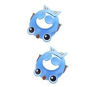 Vaguelly 2pcs Goldfish Pattern Adjustable Boy Girl Shower Bathing Cap Ear Protection Pads for Shampoo Wash Hair Shield