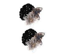 Vaguelly 2pcs Hair Nets Cover for Buns with Butterfly Decor Elegant Mesh Hairnet for Women Nurses and Flight Attendants Easy to Use Hair Bun Holder for Weddings Parties and Professional