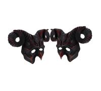 Vaguelly 2pcs Halloween Goat Skull Mask with Horns for Men Women Adjustable Breathable Half Face Animal Cosplay Prop Devil Masquerade Party Costume Accessory