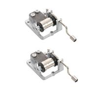 Vaguelly 2pcs Hand Crank Music Box Mechanism Silver Plated Eight Tone Movement for DIY Musical Boxes for Craft Projects and Unique