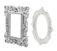 Vaguelly 2pcs Handheld Photo Props Set for Earrings and Nail Art, Mini White and Silver Square Photo Frames, Picture Frame Adornments for Jewelry Photography and Studio Use