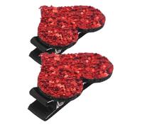 Vaguelly 2pcs Heart Shaped Sparkly Sequin Hair Clips for Girls Valentine's Day Party Favor Glitter Embellished Hairpin Toddler Girl Hair Accessories Lightweight and Sturdy