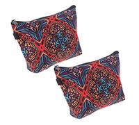 Vaguelly 2Pcs Large Capacity Geometry Print Cosmetic Bag Polyester Toiletry Makeup Organizer for Travel and Daily Use Classic Design with Reliable Zipper Storage Pouch for Women