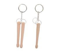 Vaguelly 2pcs Mini Drumstick Keychain Wood Keyring for Drummers Compact Drumsticks Creative Musical Instrument Accessories Easy Assembly Dual Purpose Tapping Tool