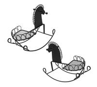 Vaguelly 2pcs Miniature Metal Rocking Horse Statue for Dollhouse Portable Tiny Furniture Prop with Realistic Details for Indoor Outdoor Decor and Photography