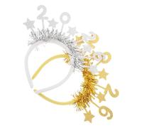 Vaguelly 2pcs New Year Headdress: Sparkly Happy New Year Headband with Stars and Sequins - 2026 Hairband Accessories for Parties Festivals Holidays