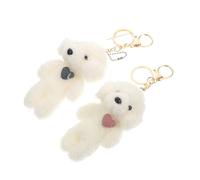 Vaguelly 2pcs Plush Puppy Keychains Cute Kawaii Bag Charms Soft Cartoon Dog Keyring Backpack Accessories Gift for Friends Lightweight