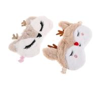 Vaguelly 2pcs Plush Reindeer Eye Mask for Women Cute Cartoon Sleep Masks with Complete Light Blockage Lightweight and Portable for Travel Home Party and Holiday Use