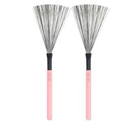 Vaguelly 2pcs Portable Drum Stick Wire Brush Drum Special Wooden Handle Brush Clean for Jazz Steel Wire