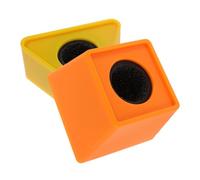 Vaguelly 2pcs Portable Microphone Flag with Triangle and Trapezoid Shapes Vibrant Yellow and Orange Interview Mic Logo Stations Ergonomic Grip for Roleplay and Social Skills Development