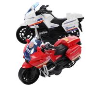 Vaguelly 2Pcs Pull Back Police Motorcycle for Boys Plastic Motorbike Models Educational Fun Birthday White Red