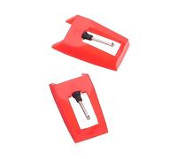 Vaguelly 2pcs Red Phonograph Stylus, Turntable Stylus Replacement for Vinyl Record Player, Bush Record Player Needle, Plastic and Aluminum, Portable Accessory to Improve Tone Quality