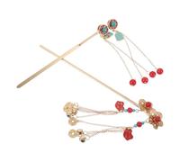 Vaguelly 2pcs Retro Vintage Asian Chinese Hanfu Metal Flower Hair Sticks with Coins Long Hair Pins Forks Chopsticks Bun Updo Holders for Women for Cultural Events and Festivals
