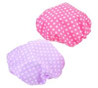 Vaguelly 2pcs Reusable Shower Cap Dots Print Bath Hat for Women with Double Layer Elastic Fit for Bathing and Spas